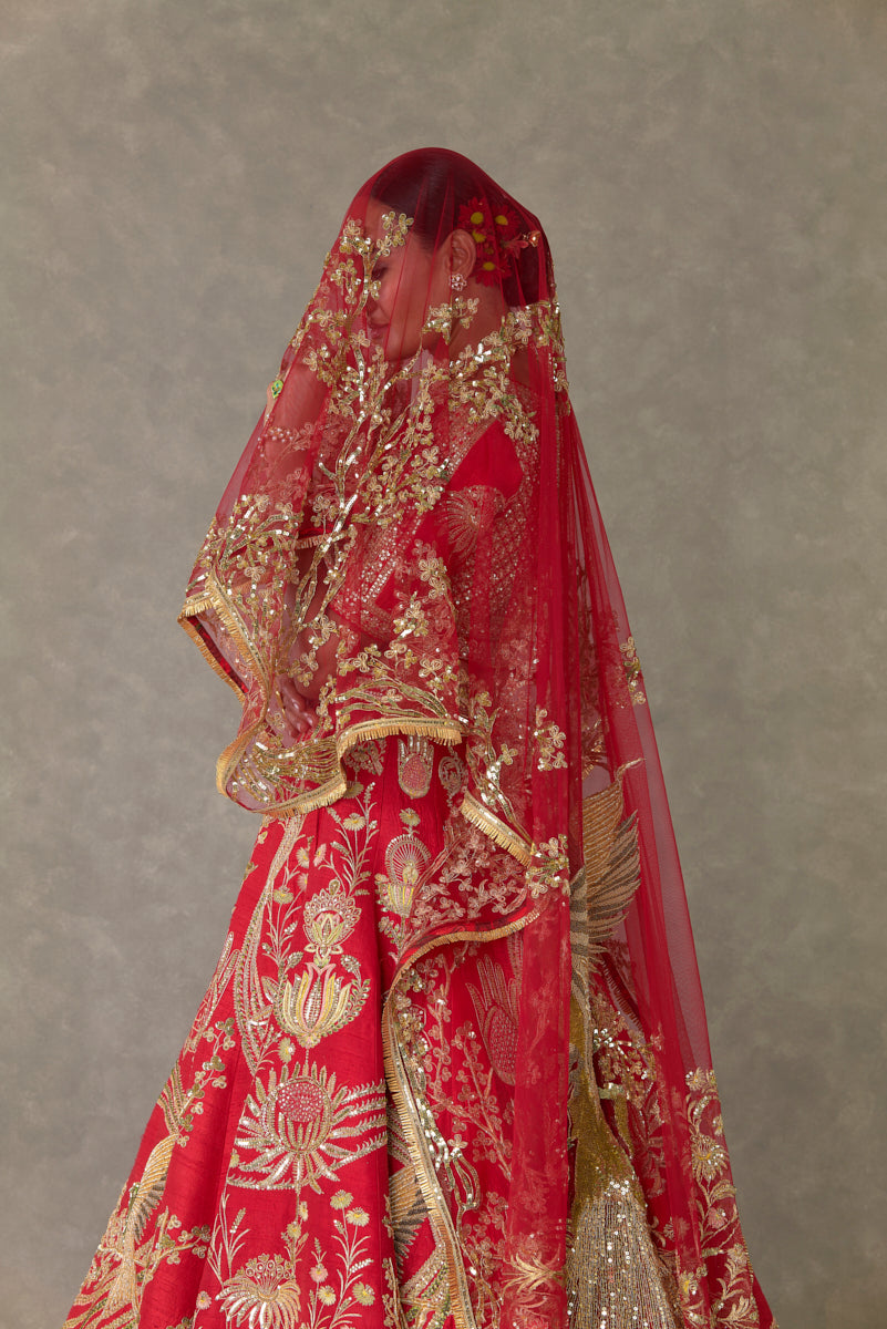 Red Bagh-E-Bahar Lehenga