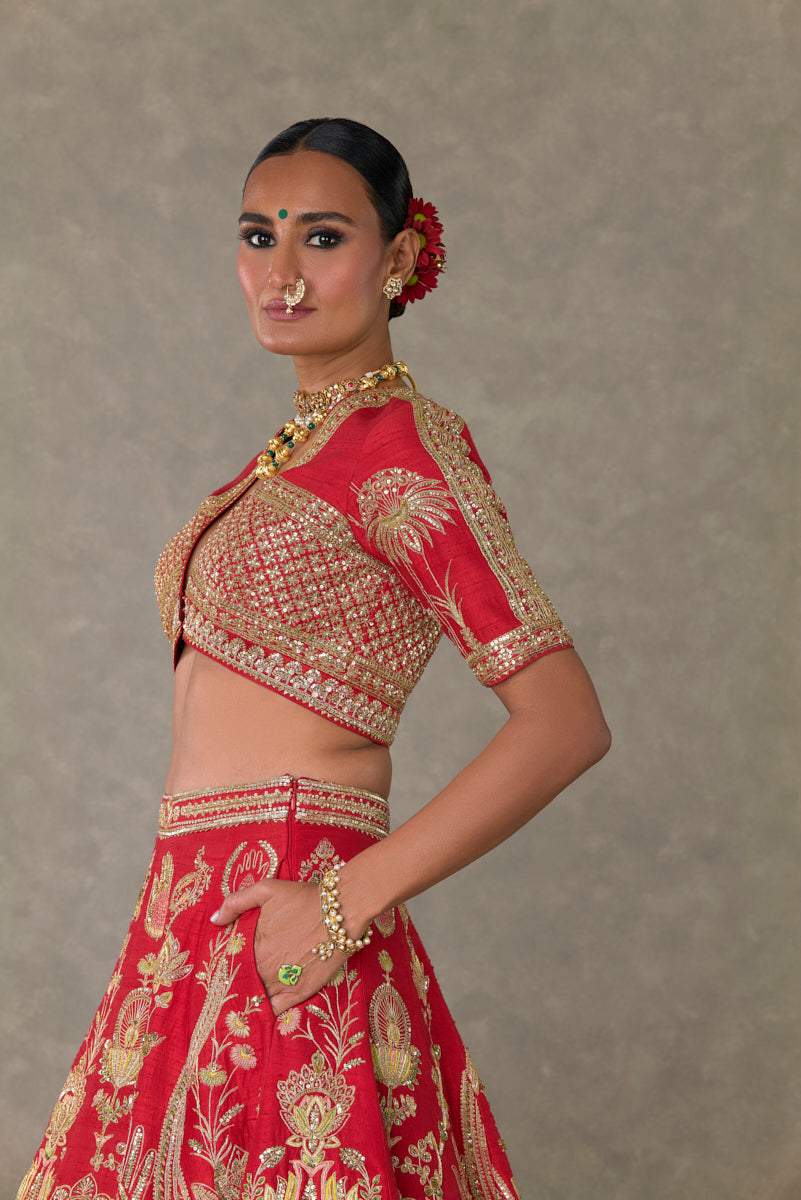 Red Bagh-E-Bahar Lehenga