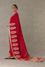 Red Son Patti Saree