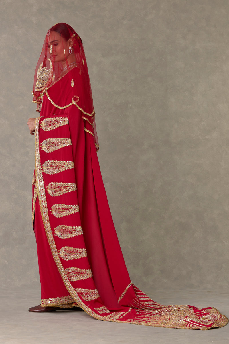 Red Son Patti Saree