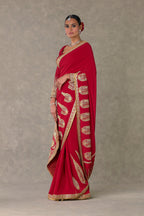 Red Son Patti Saree