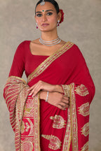 Red Son Patti Saree