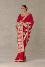 Red Son Patti Saree