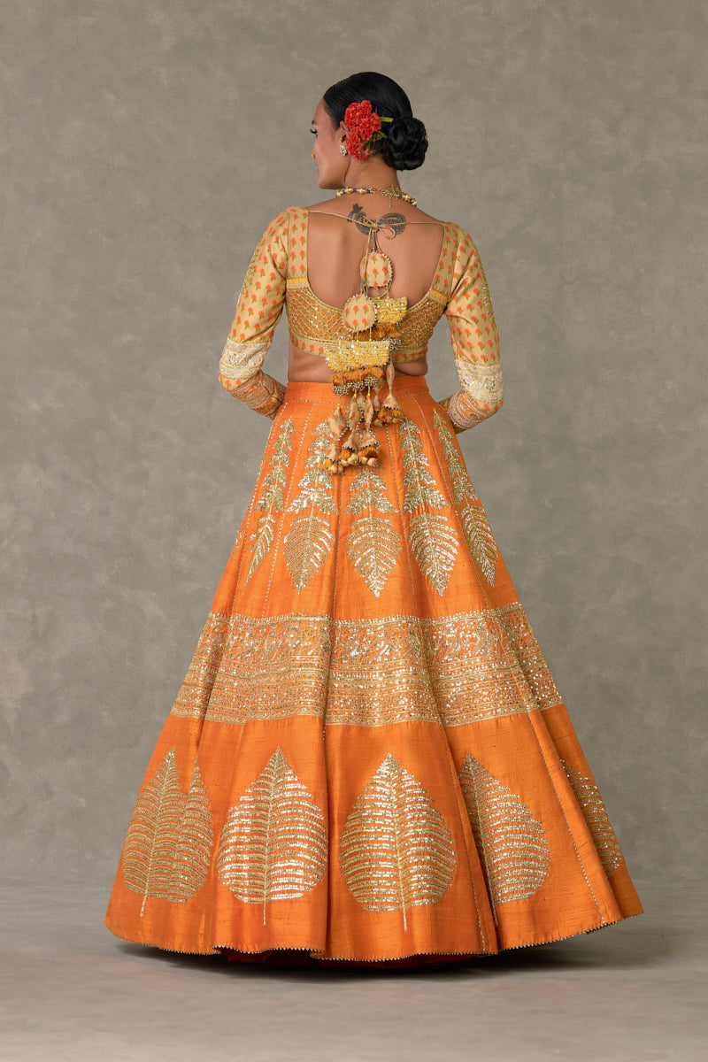 Rust Paan-Patti Lehenga