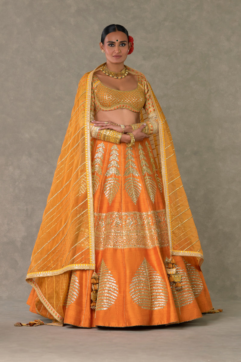 Rust Paan-Patti Lehenga