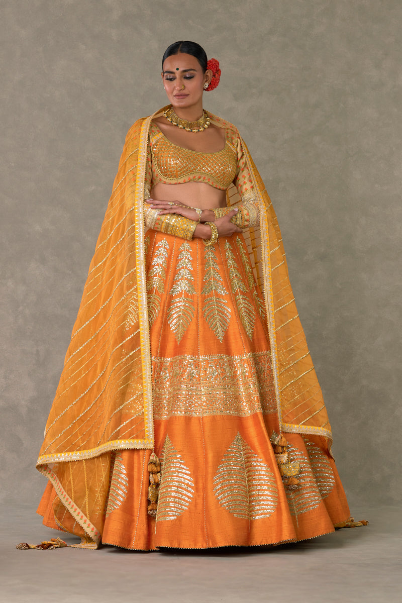 Rust Paan-Patti Lehenga