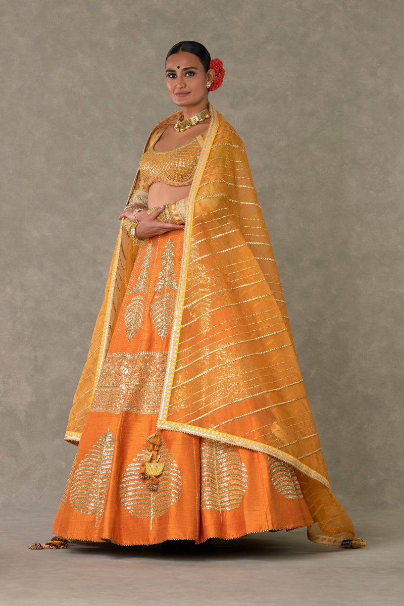 Rust Paan-Patti Lehenga
