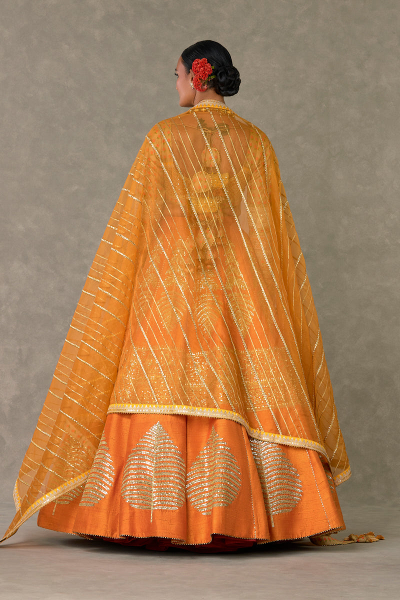Rust Paan-Patti Lehenga