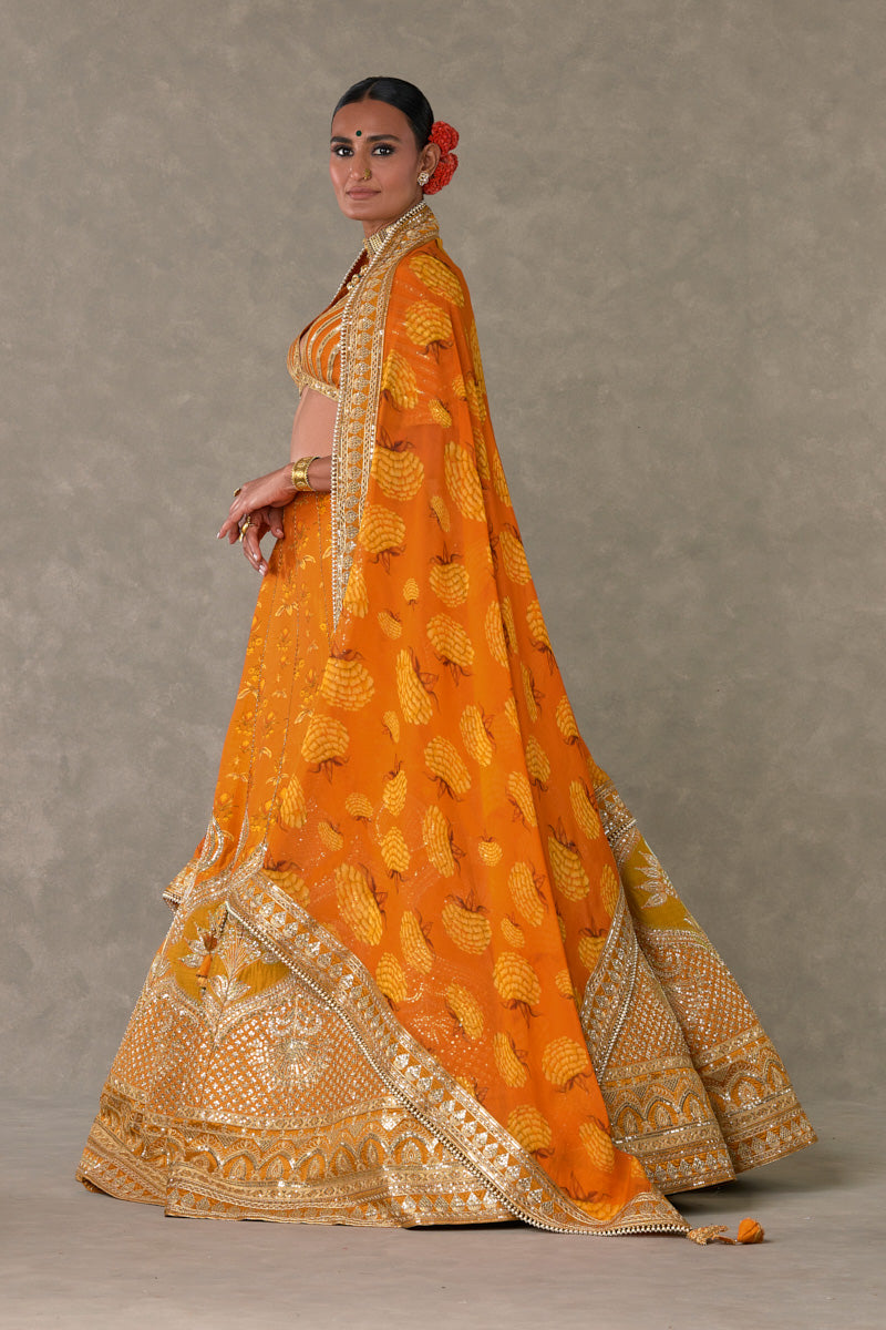 Rust Narangi-Bagh  Lehenga