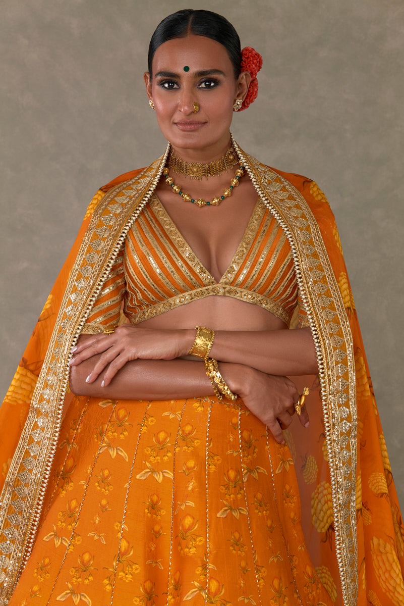 Rust Narangi-Bagh  Lehenga