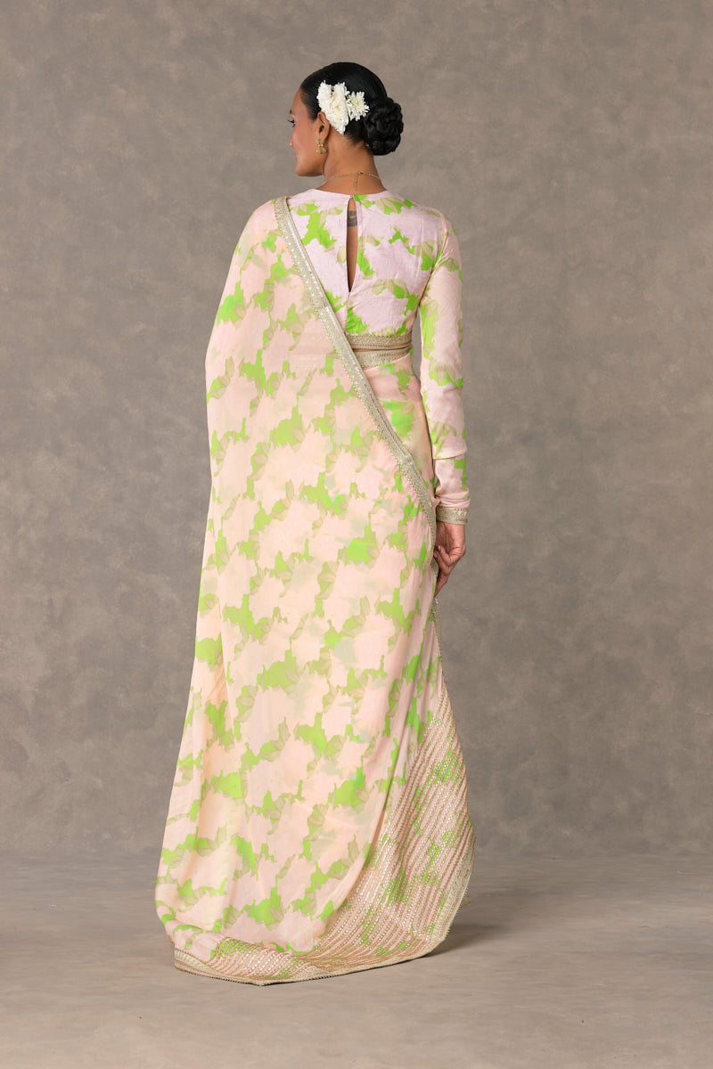 Mint Candy Swirl Organza Saree