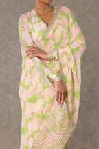 Mint Candy Swirl Organza Saree