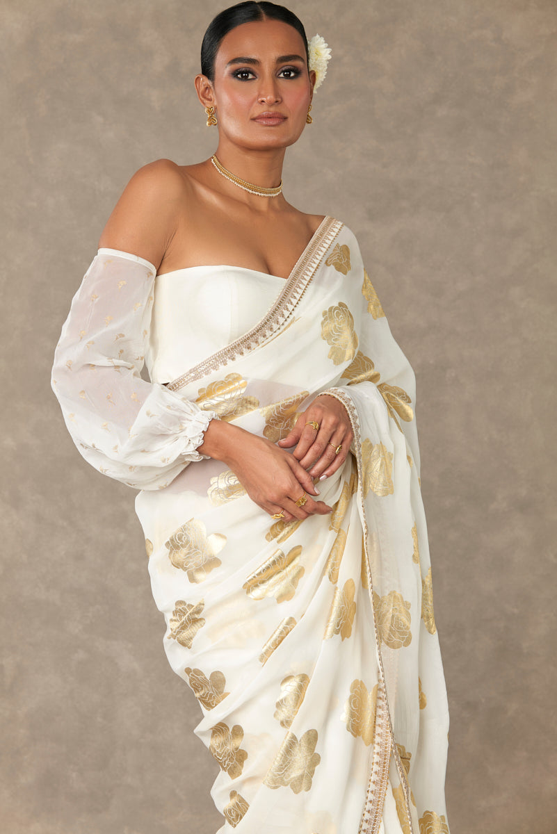 Ivory Gulaab Saree