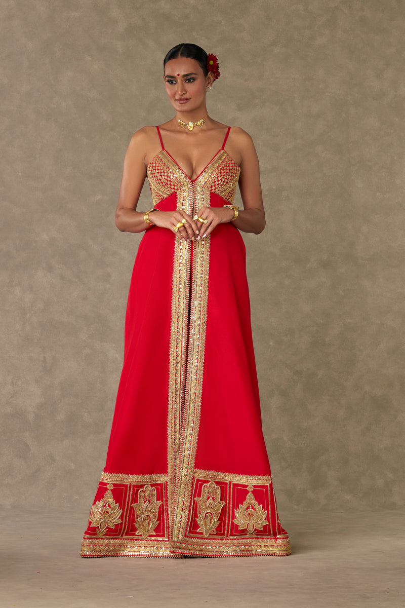 Red Haath phool Palazzo Set