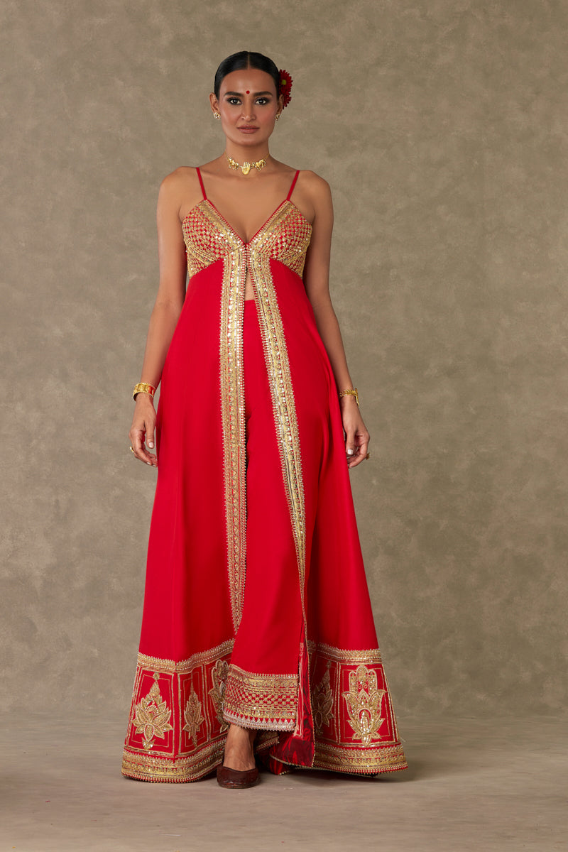 Red Haath phool Palazzo Set