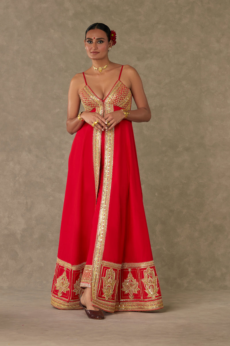 Red Haath phool Palazzo Set