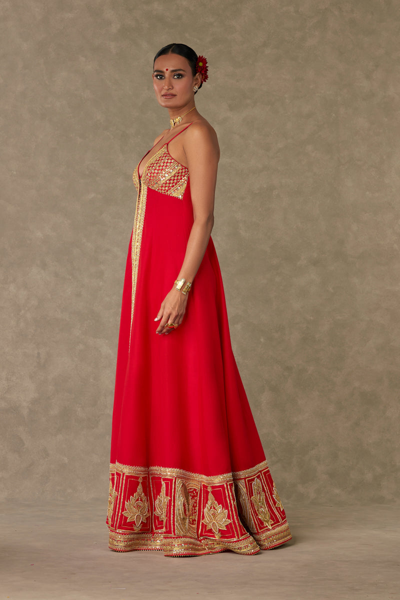 Red Haath phool Palazzo Set