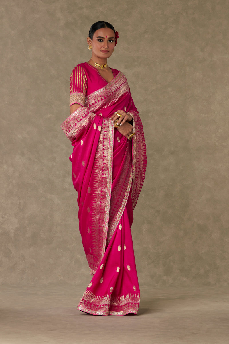 Magenta Haath Phool Saree
