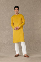Corn Yellow Shajara Kurta Set
