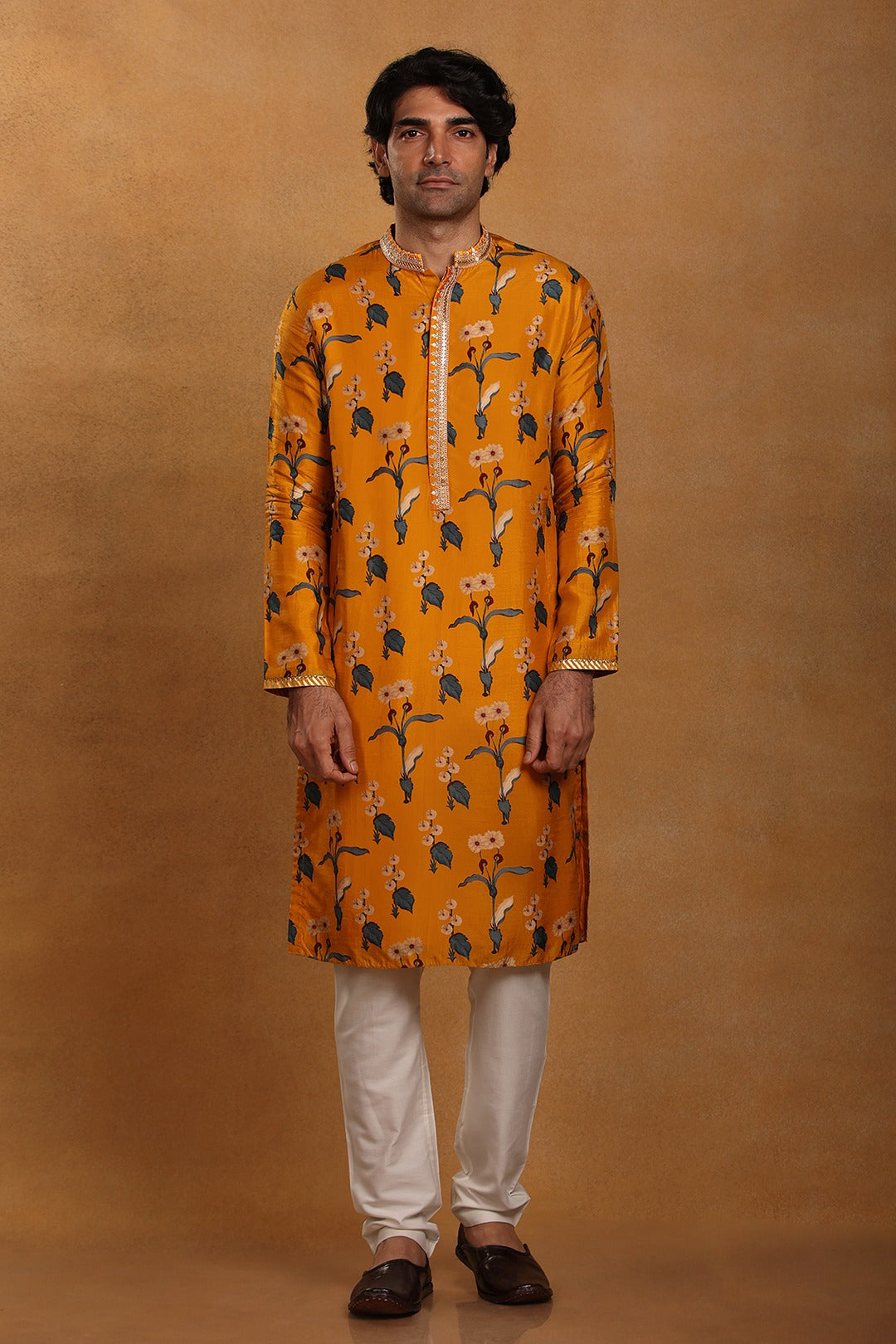 Mustard Spring Blossom Kurta Set