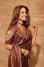 Brown Madakal Tissue Saree