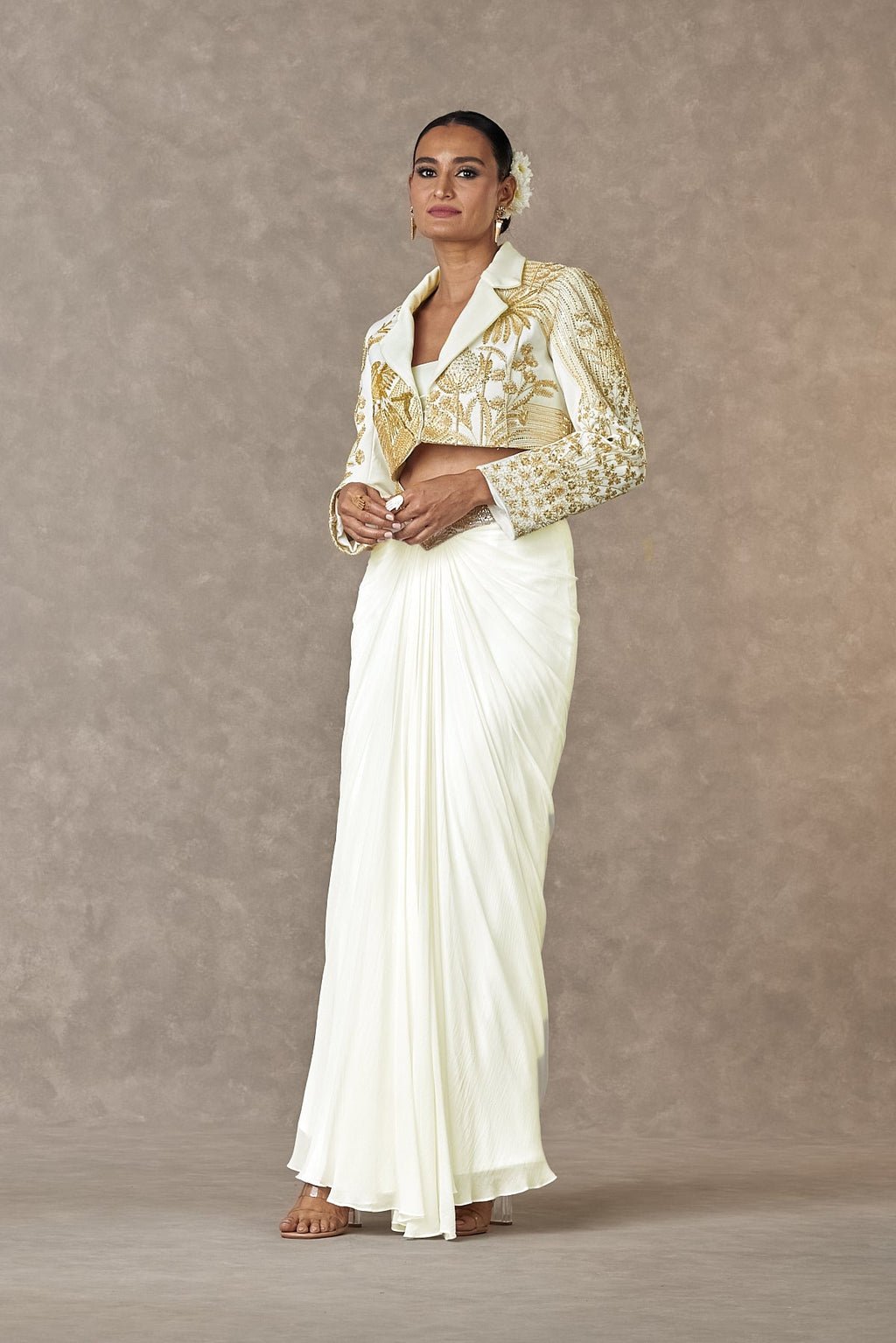 Ivory Son-Chidiya Cropped Blazer Set
