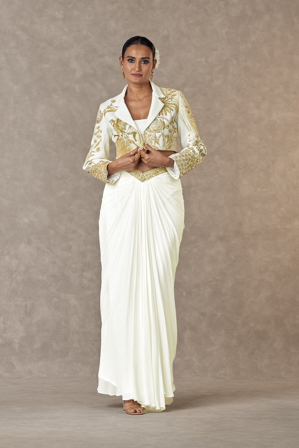 Ivory Son-Chidiya Cropped Blazer Set