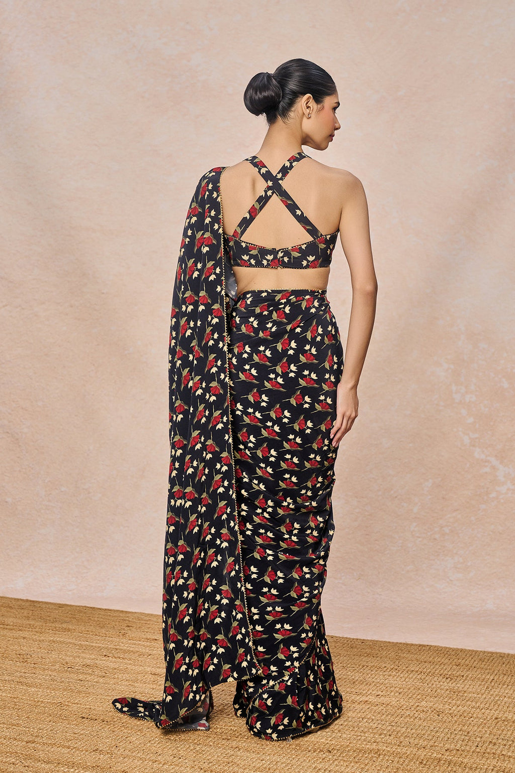 Midnight Black Irisbud Saree