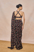 Midnight Black Irisbud Saree