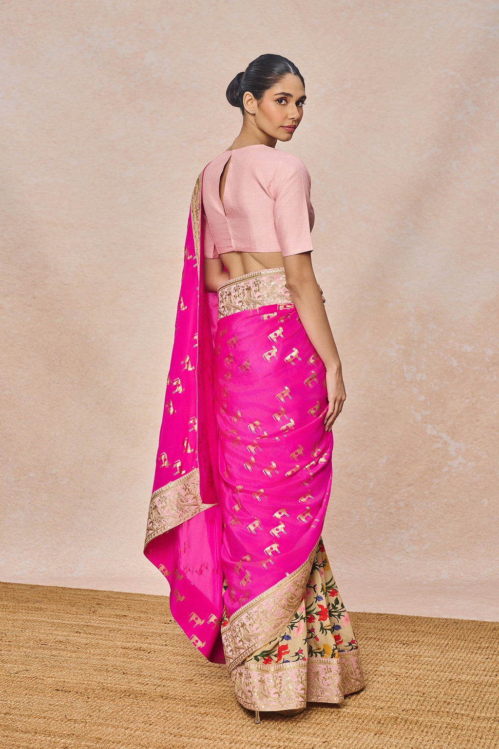 Pink Nandi Saree