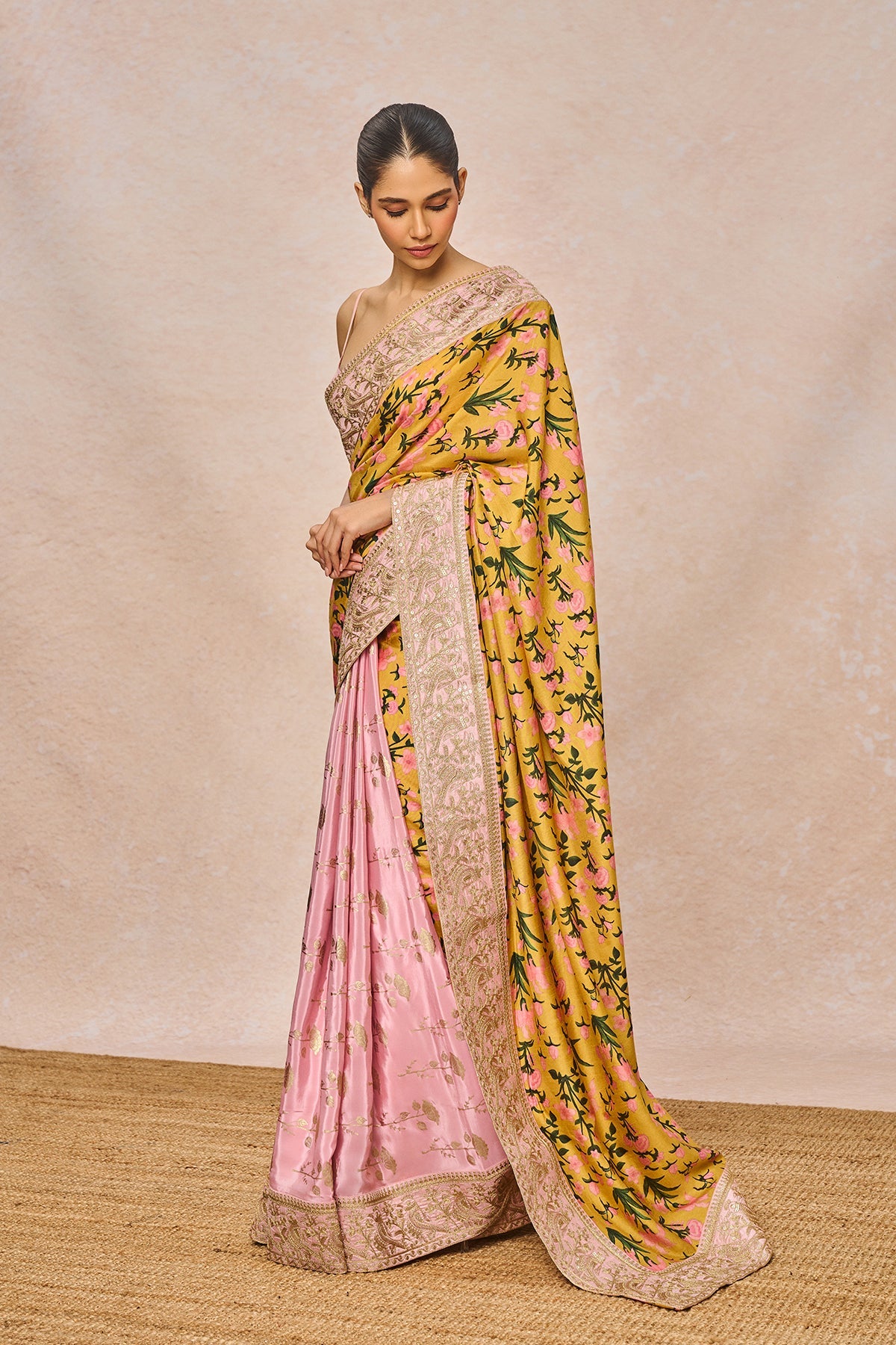 Mustard Floral Bloom Saree
