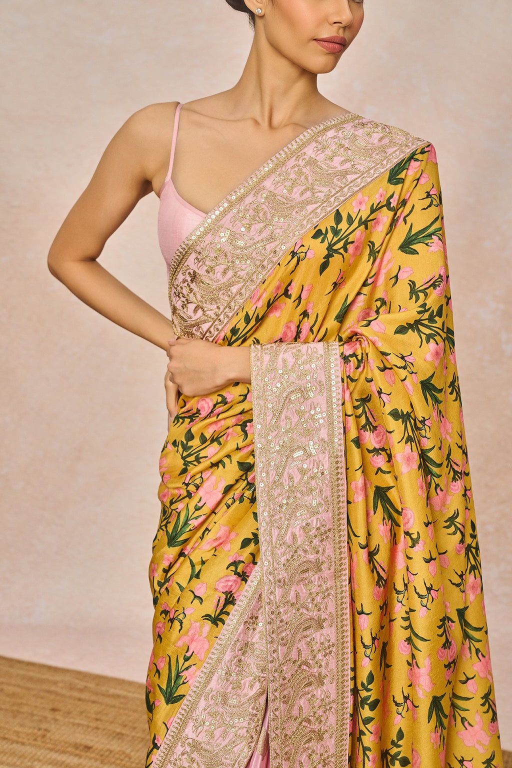 Mustard Floral Bloom Saree