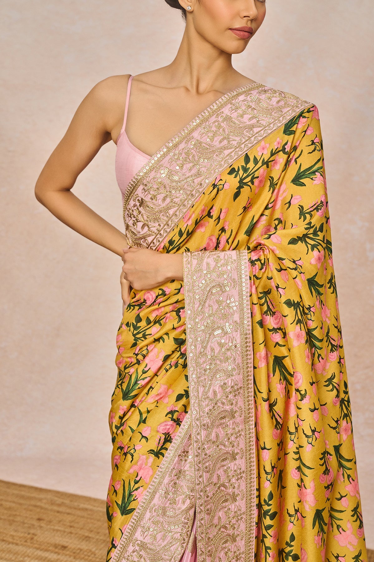 Mustard Floral Bloom Saree
