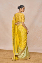 Yellow Triangular Flower Saree