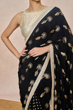 Black Traveller's Palm Saree