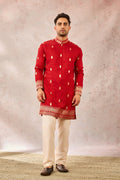 Red Haath Phool Kurta Set
