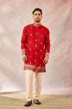 Red Haath Phool Kurta Set