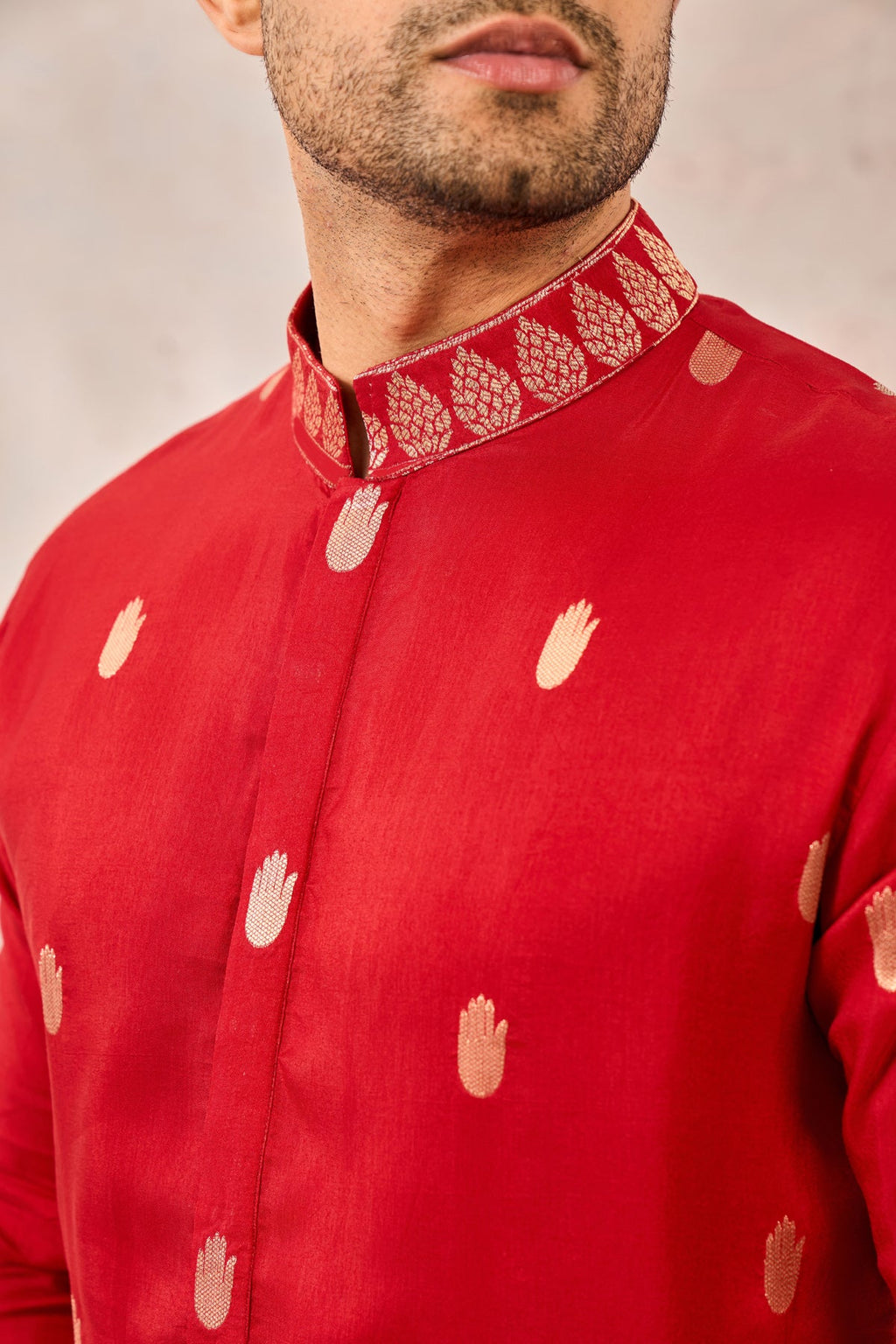 Red Haath Phool Kurta Set
