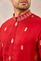 Red Haath Phool Kurta Set