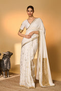 White Moonfield Gota Embroidered Saree