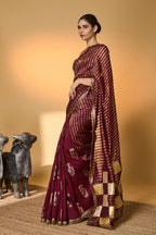 Plum Corncrest Gota Saree