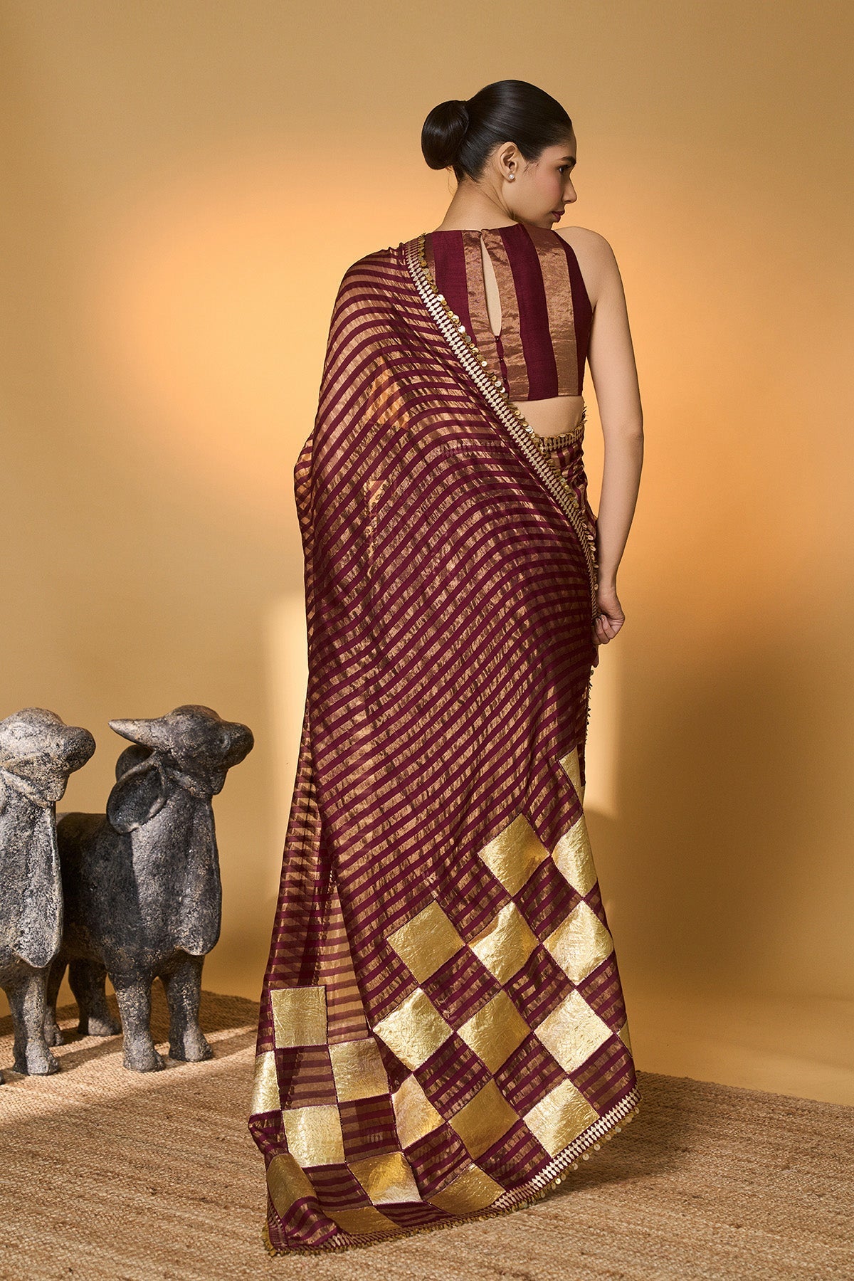 Plum Corncrest Gota Saree