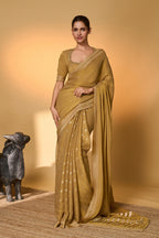 Gold Droopy Bloom Gota Saree