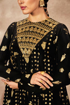 Black Gold Potters Touch Anarkali Set