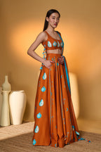 Saffron Sky Striped Lehenga Set