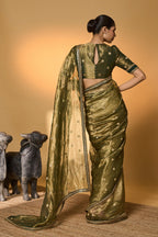 Green Polka Tissue Saree