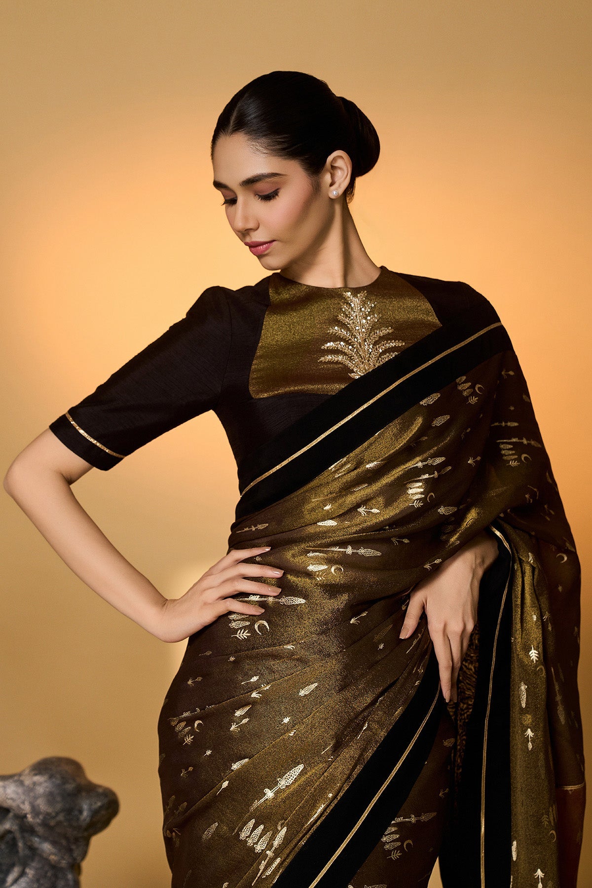 Midnight Amber Saree