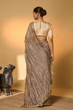 Grey Moonfield Zari Stripes Saree