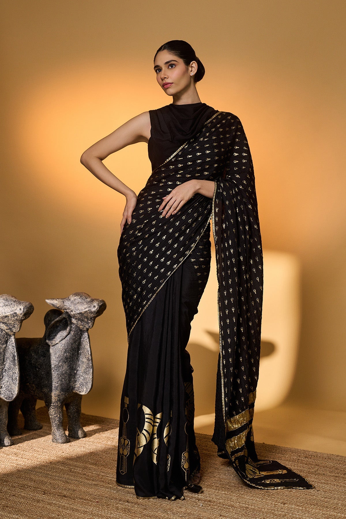 Black Tribal Mask Saree