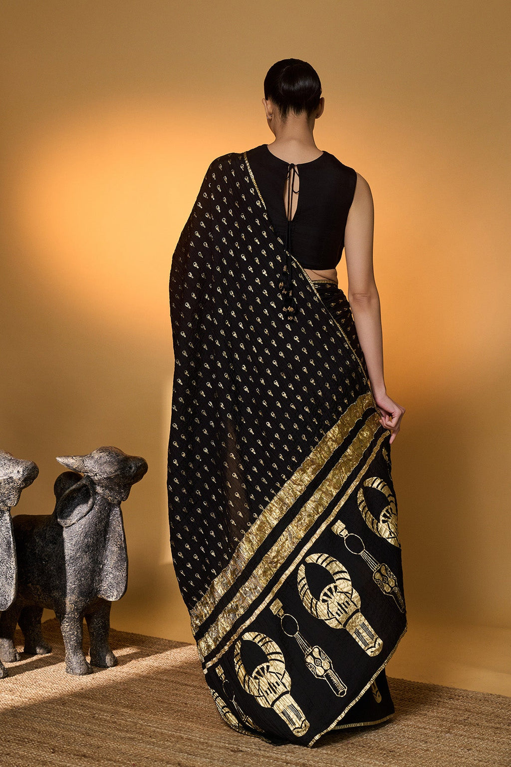 Black Tribal Mask Saree